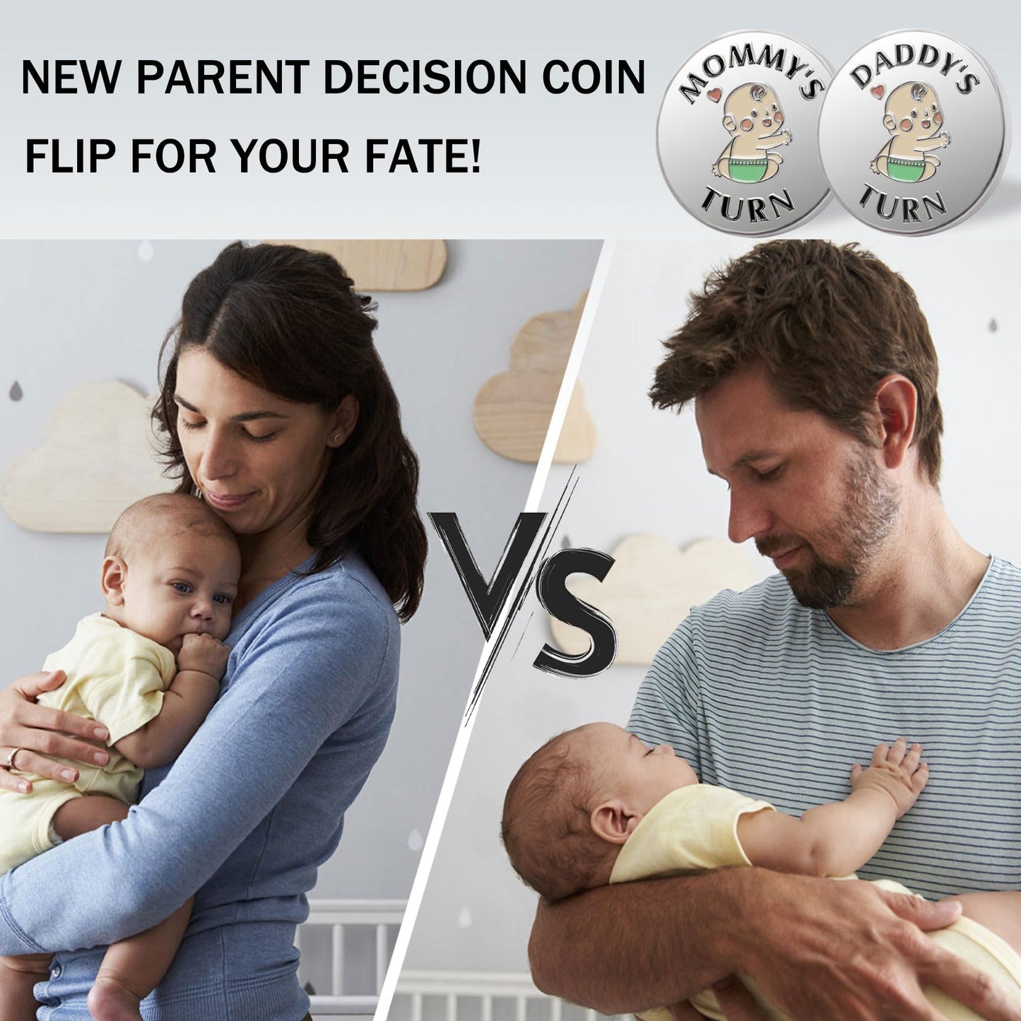 Funny Baby Gift New Parents Decision Coin,Pregnancy Gifts New Dad Mom Gifts,New Parents Gifts For Couples Halloween Thanksgiving