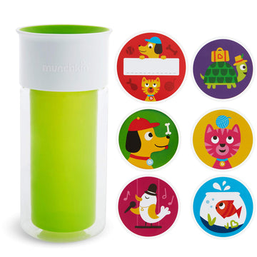 Munchkin? Miracle? 360 Insulated Sippy Cup, Includes Stickers To Customize Cup, 9 Ounce, Green