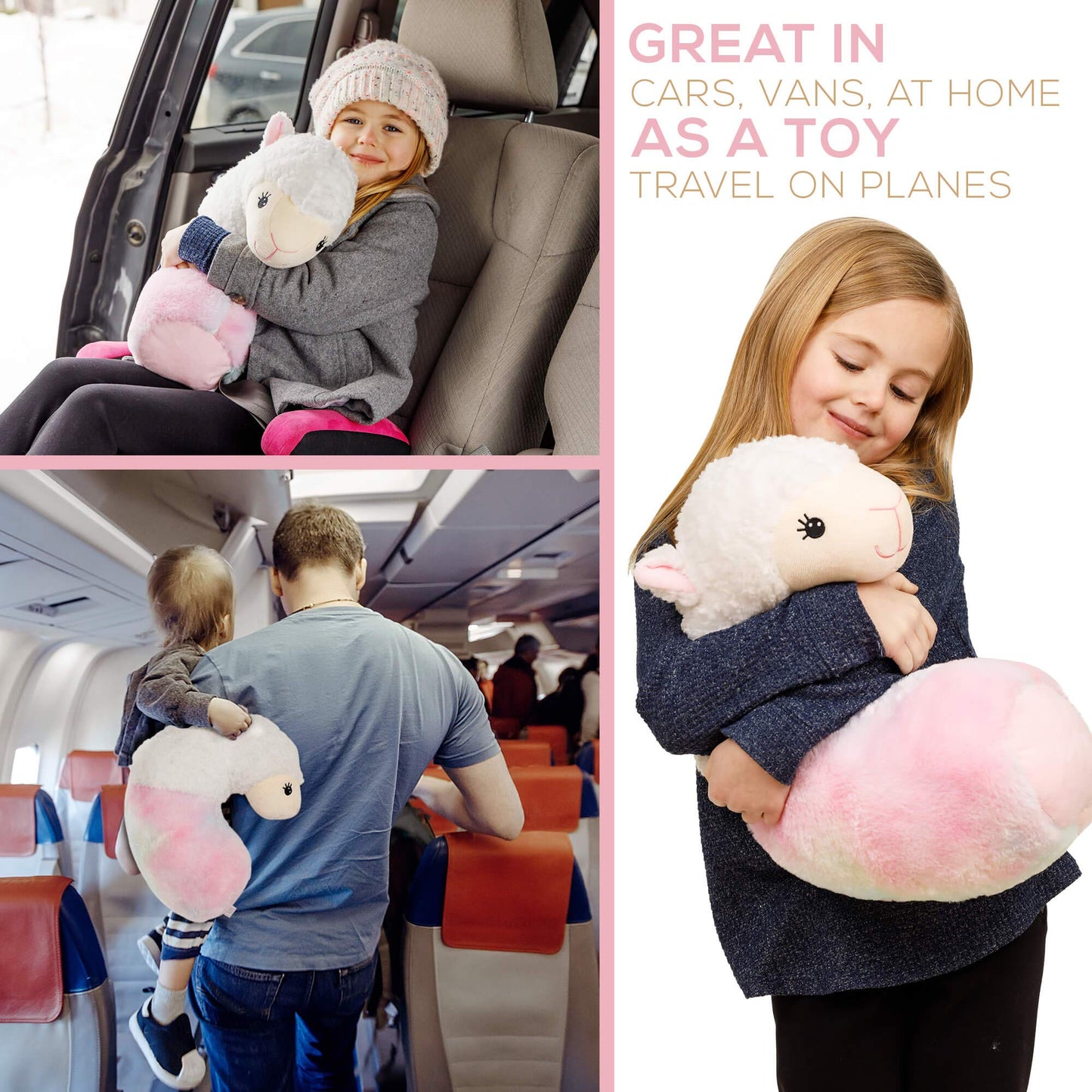 Xdemoda Seatbelt Pillow For Kids Travel - Dinosaur Seat Belt Cover & Cushion Pillow. Child Car Stuffed Plush Animal Travel Pillo
