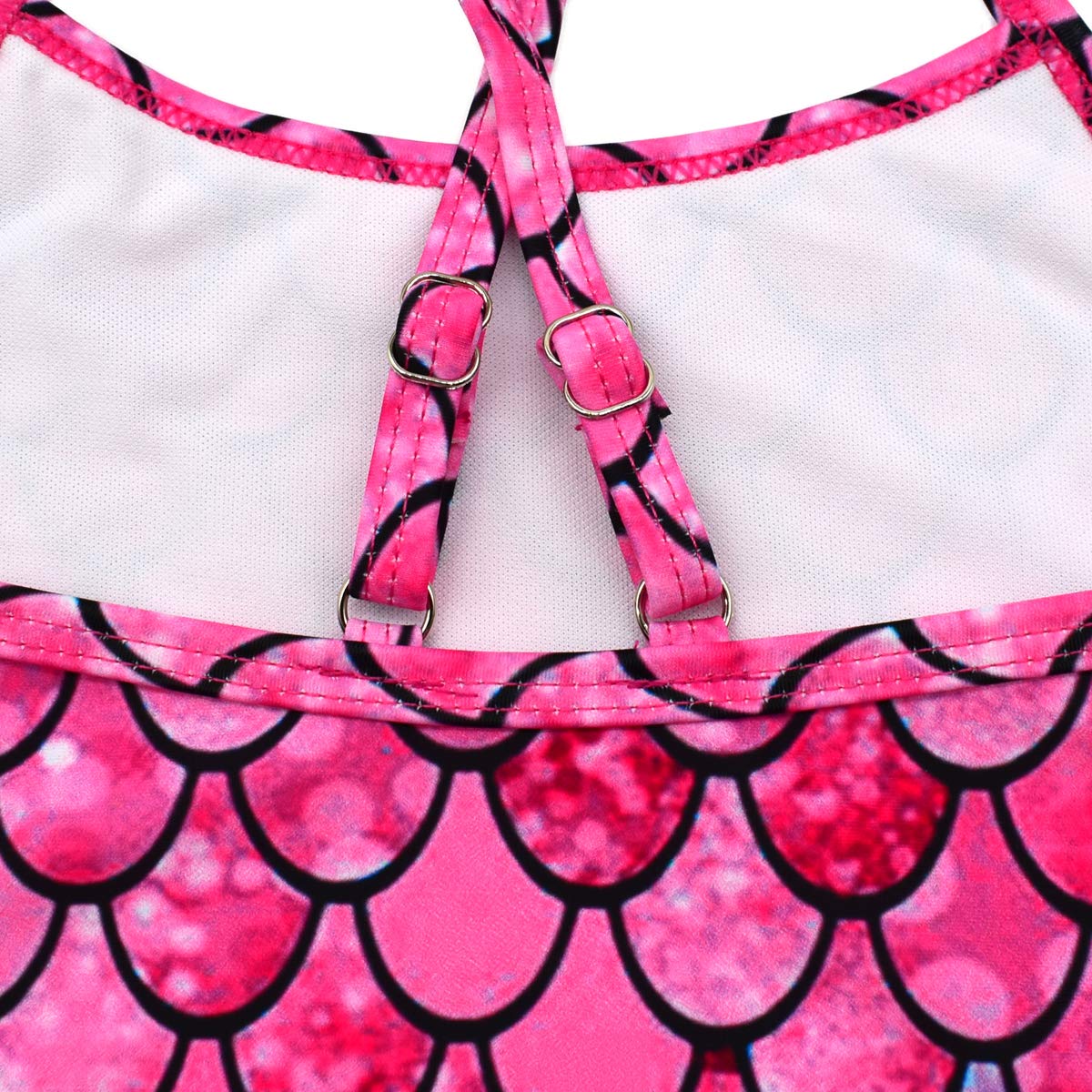 Honisen Big Girls One Pieces Swimsuit Cute Swimwear Bathing Suits Scale 7T