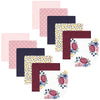 Hudson Baby Unisex Baby Flannel Washcloths, Blush Navy Floral 12Pk, One Size
