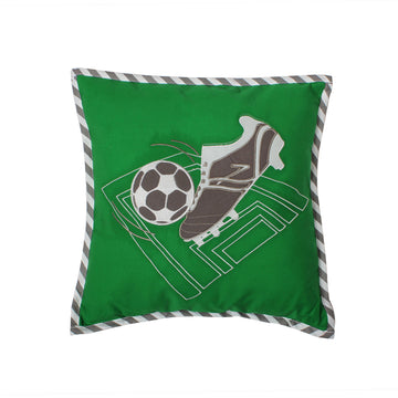 Bacati - Muslin Sports Toddler Bedding (Dec Pillow, Soccerball Green/Grey)