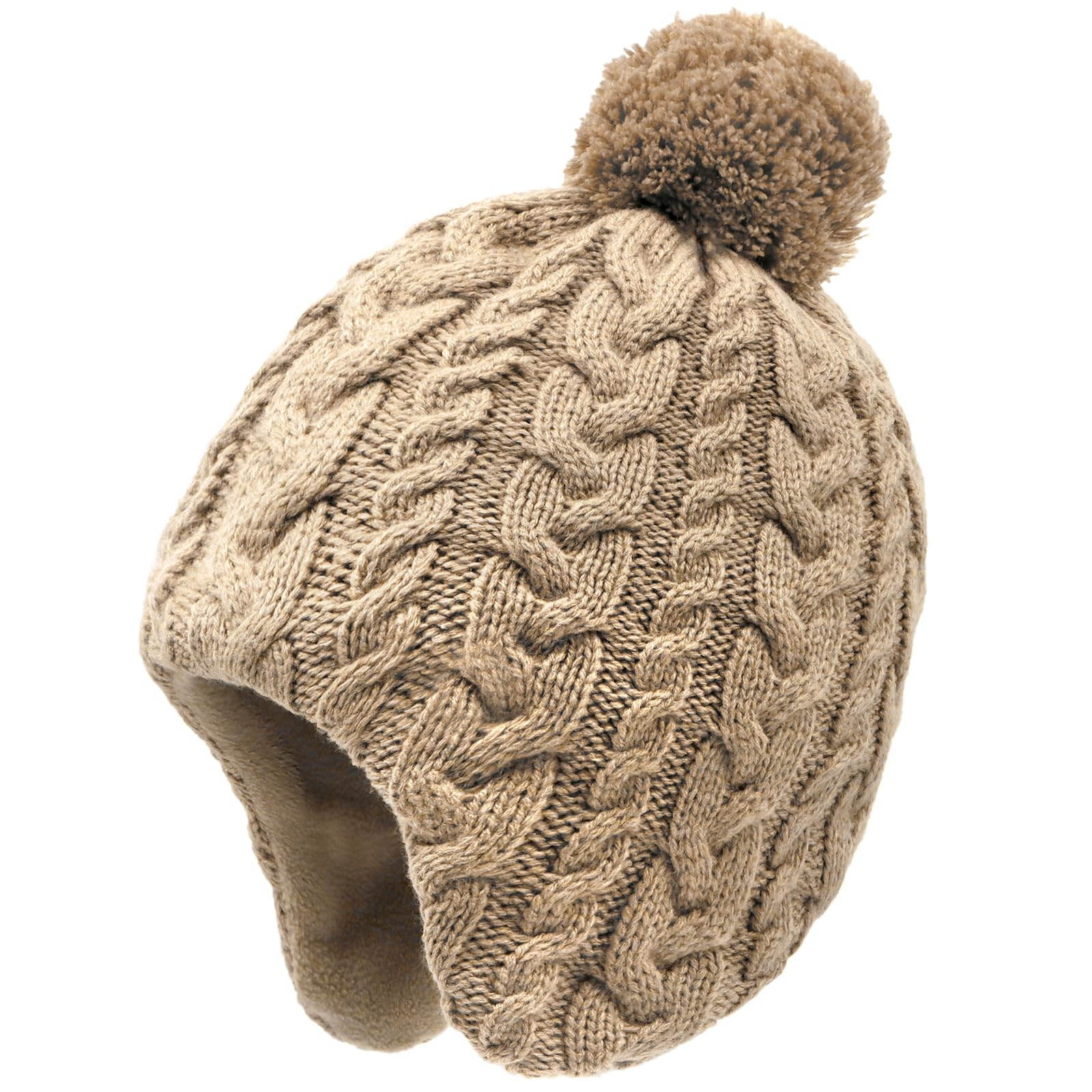 Duoyeree Boys Winter Hat Toddler Beanies Girls Knitted Cap Classic Twist For Baby Kids Warm Ear Flap 2-4T 4-7T
