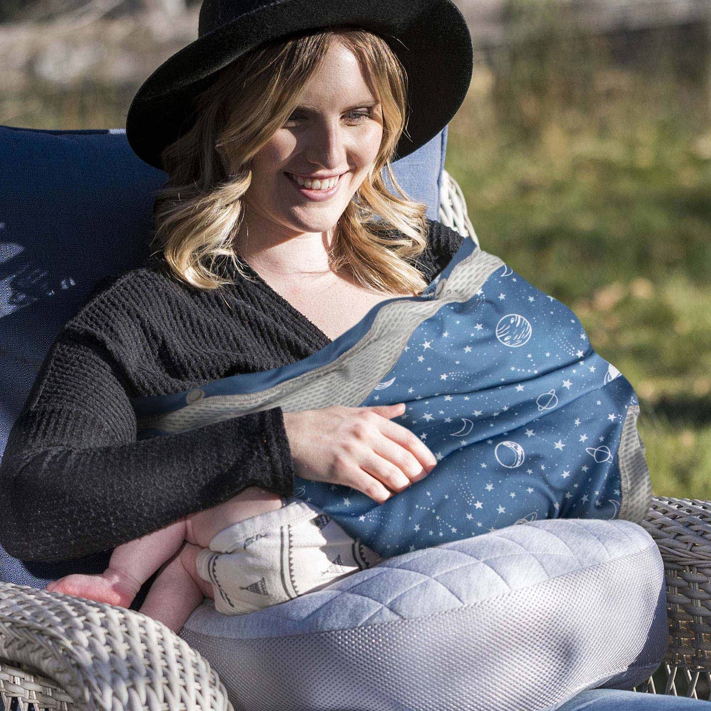 Boppy 4 And More Multi-Use Cover, Blue Starry Sky, Quick-Dry Upf 50+ Knit And Breathable Mesh, Versatile For Car Seat Canopy, Nu