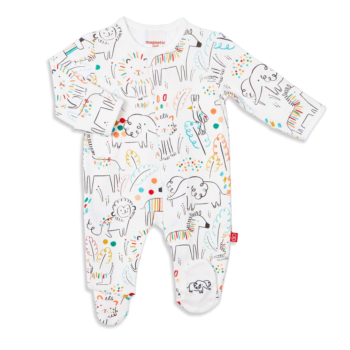 Magnetic Me Footie Pajamas 100% Organic Cotton Baby Sleepwear For Boys Or Girls Quick Magnetic Fastener Sleeper Pop Jungle Preem