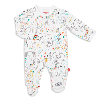 Magnetic Me Footie Pajamas 100% Organic Cotton Baby Sleepwear For Boys Or Girls Quick Magnetic Fastener Sleeper Pop Jungle Preem