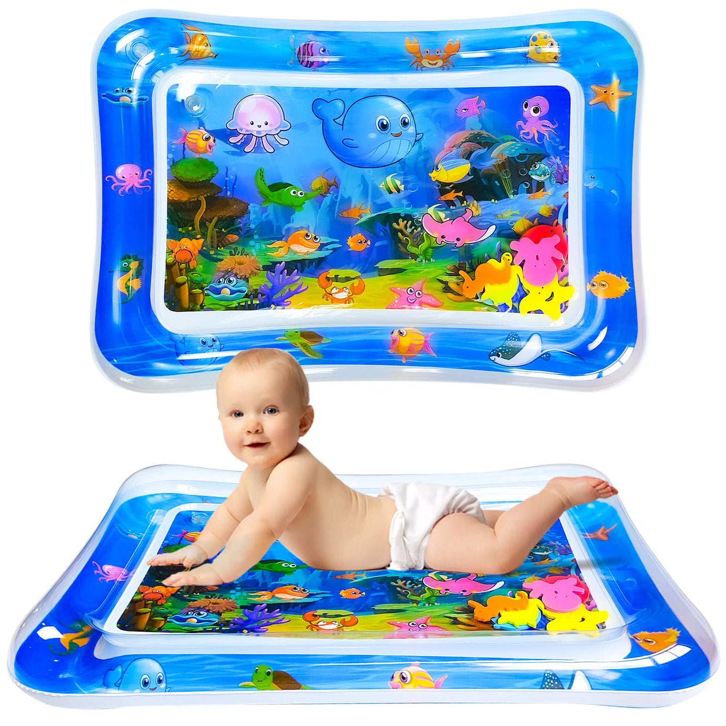 Zhuynxir Water Mat Infant Toys, Water Mat Baby, Inflatable Play Mat Water Cushion Baby Toys, Fun Early Development Activity Play