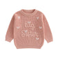 Amnnchya Toddler Infant Baby Girl Knit Sweater Big Sister Little Sister Matching Outfits Long Sleeve Pullover Sweatshirt (Pink B