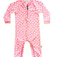 Wevswe Baby Toddler Sun Protection Rash Guard Pink Heart One Piece Girls Swimsuit Crotch Zipper For Easy Diaper Changes 18-24M