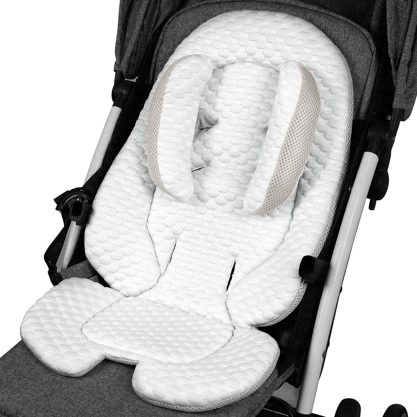 KAKIBLIN Infant Car Seat Insert, Baby Car Seat Head Neck Body Support, Breathable Newborn Car Seat Insert, 2-in-1 Reversible Str