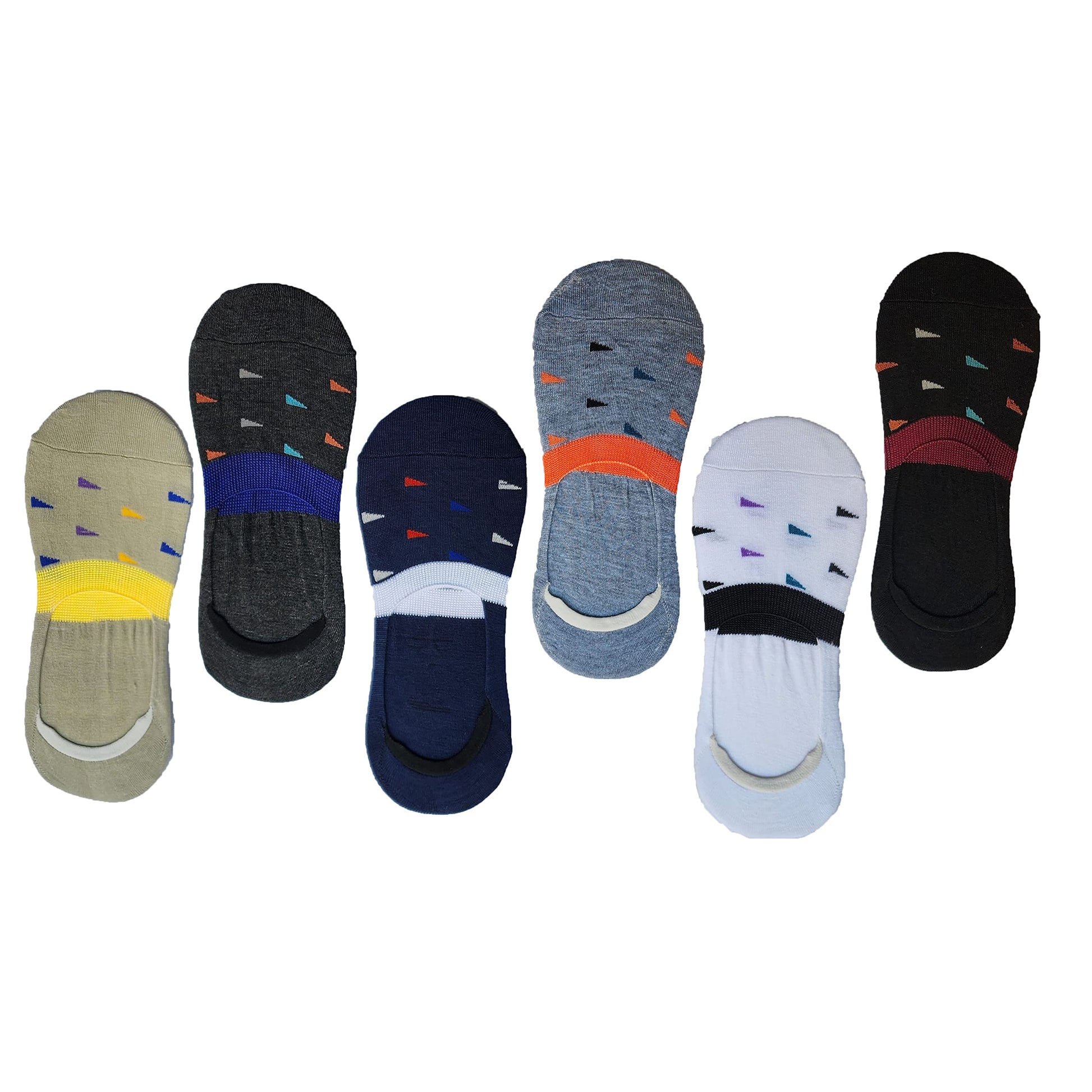 Queery Men Cotton No Show Invisible Loafer Socks Pack Of 6 D10
