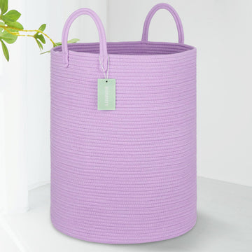Bosroty Large Cotton Rope Laundry Hamper 65L, Baby Nursery Hamper Bin With Handles, Woven Storage Basket For Living Room Bedroom