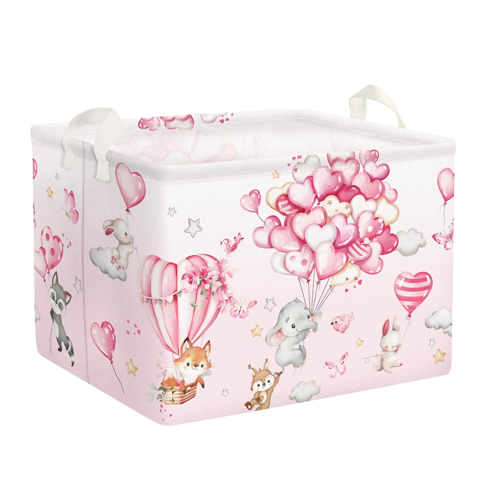 Clastyle Hot Air Balloon Animal Baby Laundry Hamper Kid Storage Basket Boy Girl Gift Toy Box Pink Collapsible Large Clothes Orga