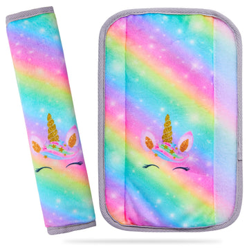 Bienbee Car Seat Belt Covers for Kids 2 Packs Seat Belt Cushion Unicorn Car seat Straps Covers Cute Seatbelt Shoulder Pads Neck 