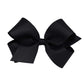 Wee Ones Girls' Classic Grosgrain Hair Bow With Plain Wrap Center On A Weestay Hair Clip, Handmade, Medium Sized Bow, Black