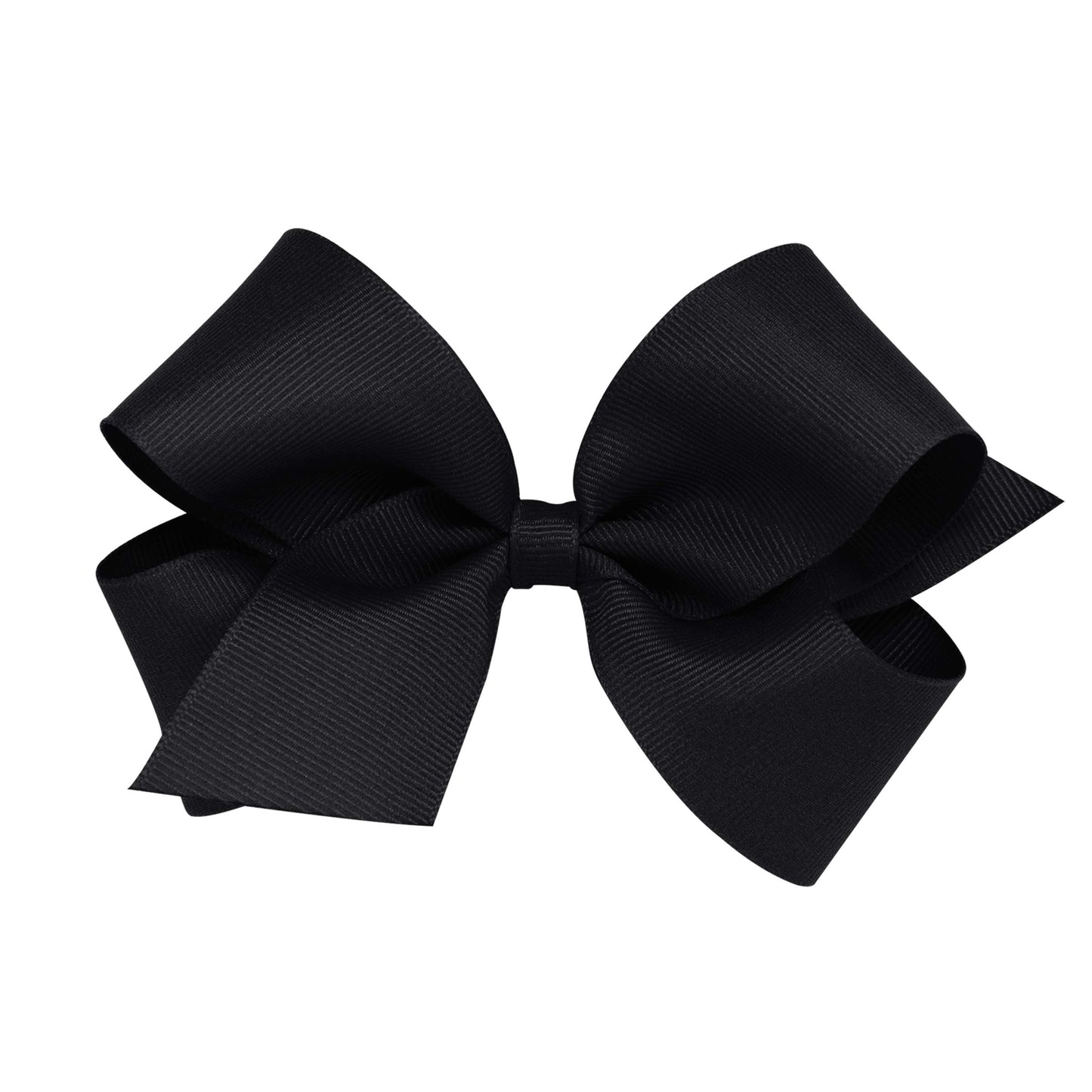 Wee Ones Girls' Classic Grosgrain Hair Bow With Plain Wrap Center On A Weestay Hair Clip, Handmade, Medium Sized Bow, Black