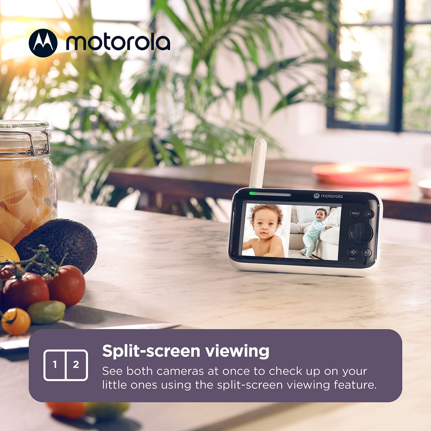 Motorola Nursery Pip1510 2-Camera Video Baby Monitor, 5' Screen, 2-Way Audio, 1000Ft Range, Split Screen Viewing, Remote Pan/Ti