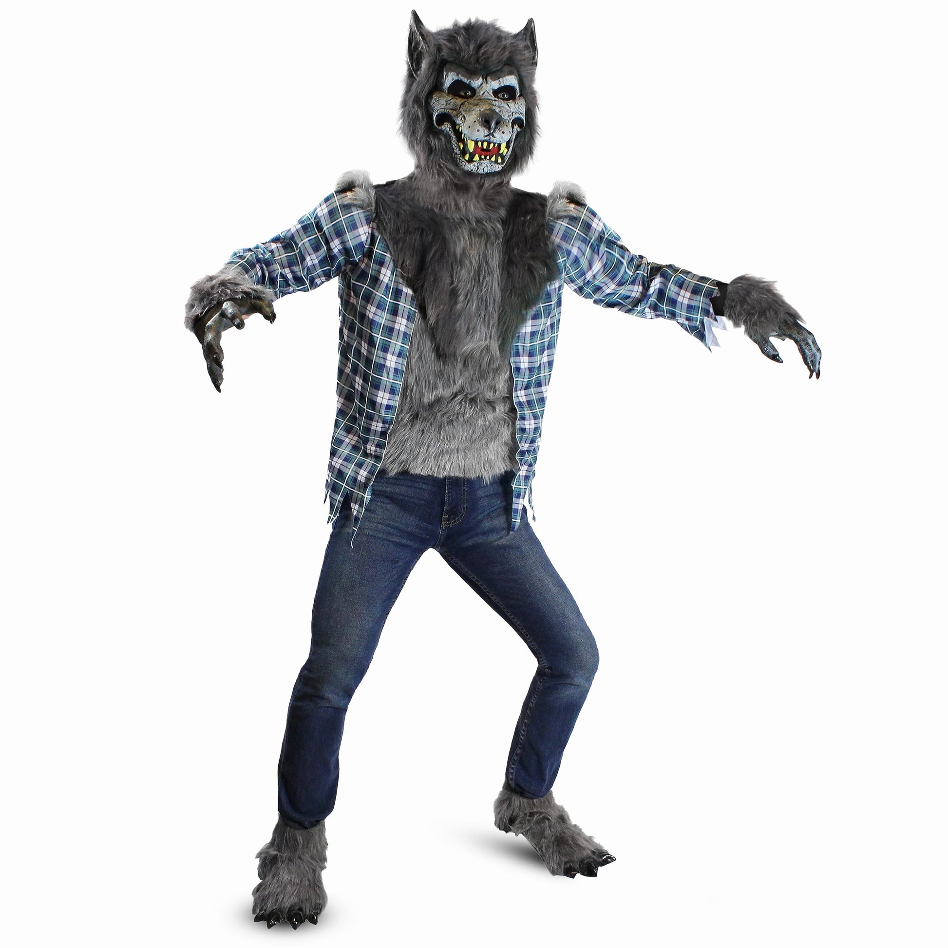 Spooktacular Creations Boy Howling Werewolf Costume with Mask, Halloween Costume for Kids, Wolf Outfit Kids-Blue