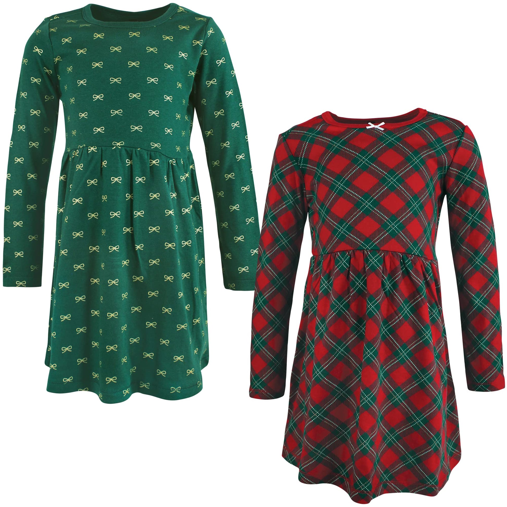 Hudson Baby Infant And Toddler Girl Cotton Dresses, Christmas Plaid, 2 Toddler