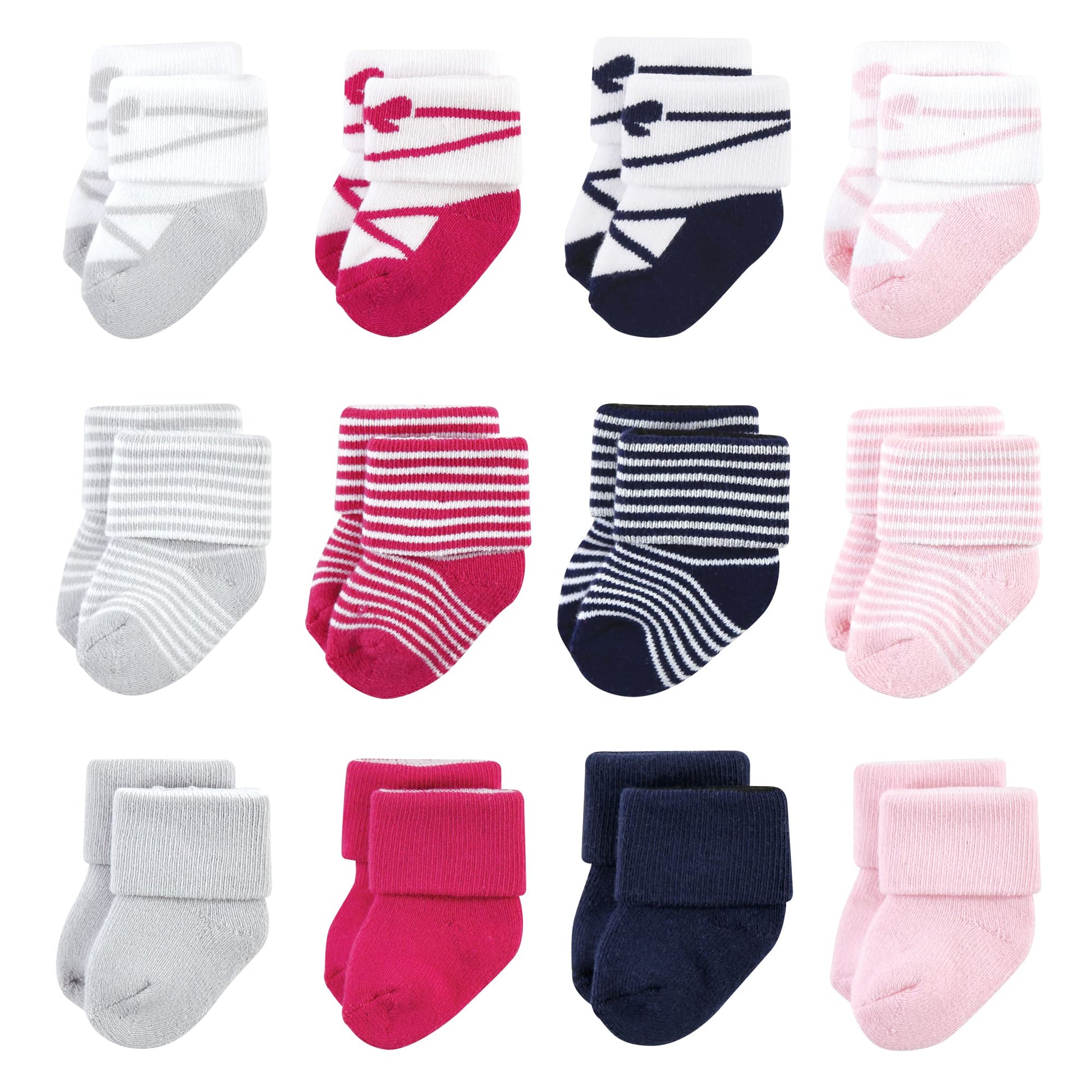 Luvable Friends Unisex Baby Newborn And Baby Terry Socks, Stripe Ballet, 0-6 Months