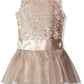 Biscotti Baby Girls' Luminous Lace Dress With Tulle Skirt, Gold, 24 Months