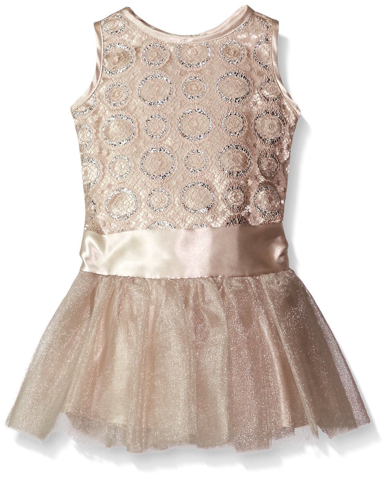 Biscotti Baby Girls' Luminous Lace Dress With Tulle Skirt, Gold, 24 Months