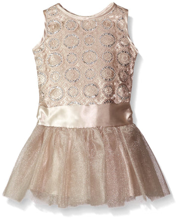 Biscotti Baby Girls' Luminous Lace Dress With Tulle Skirt, Gold, 24 Months