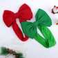 Yanjie Baby Headbands, Red Hair Bow And Green Elastic Nylon Hairbands For Newborns And Infants, 2Pcs
