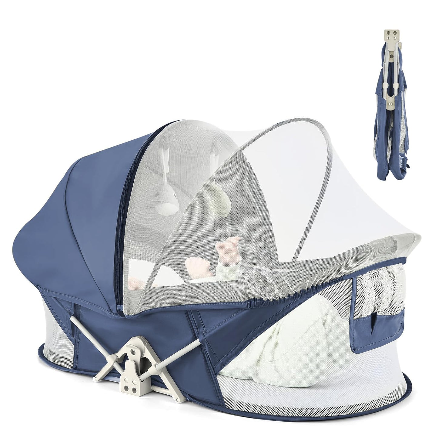 ISELECTOR Portable Baby Bassinet Travel Baby Bed, Baby Cribs Travel Pod for Outdoors Baby Lounger Infant Travel Bed with Mosquit