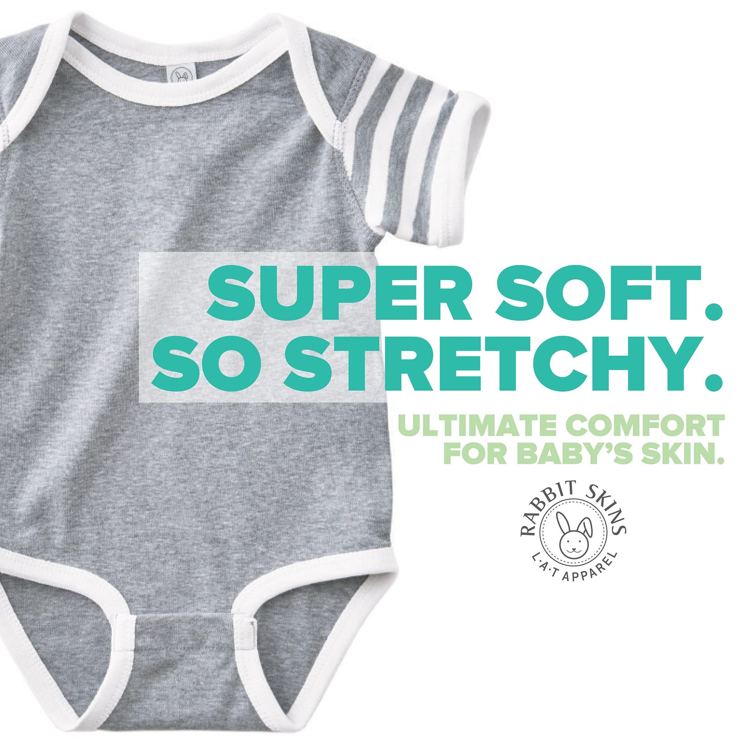 Rabbit Skins Baby Soft Short-Sleeve Bodysuit (4400) Heather, 0-3 Months