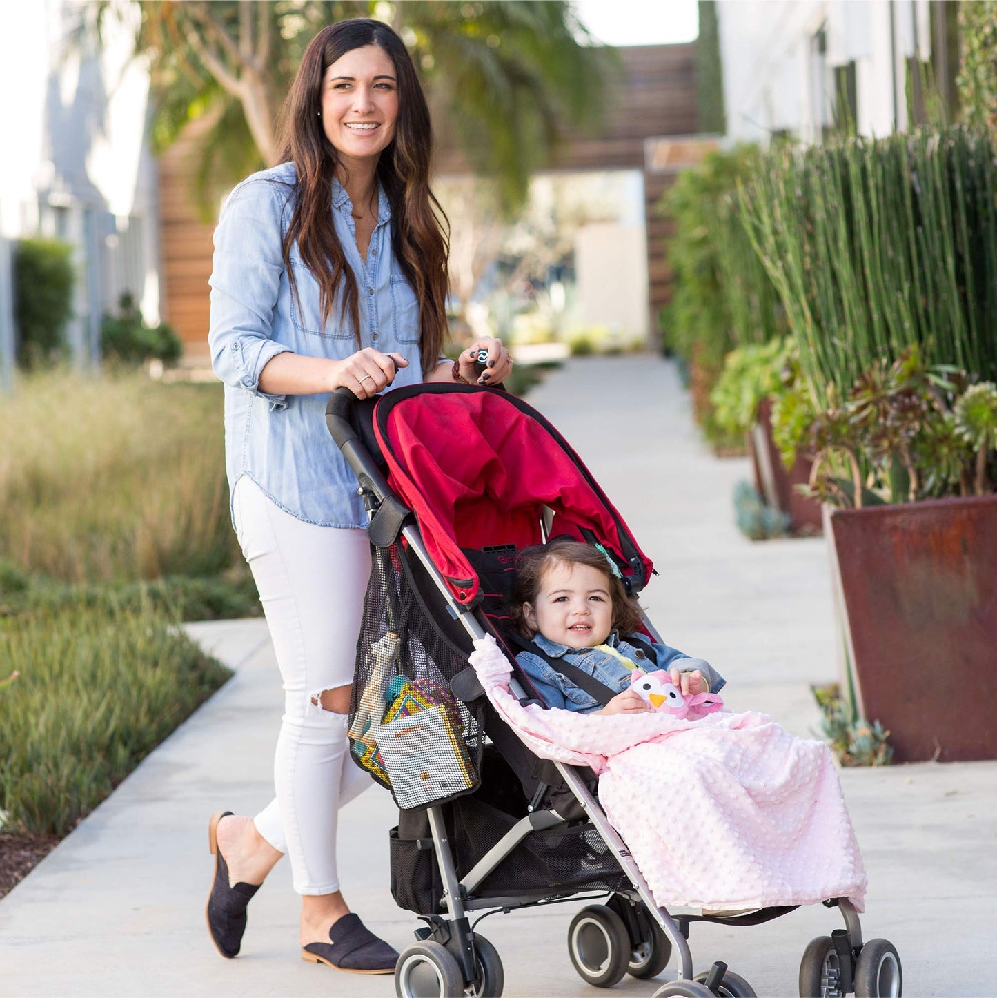 J.L. Childress Cuddle 'N Cover Stroller Blanket - Silky And Minky Fabrics - Blanket Attaches To Stroller - Privacy Cover, Blanke