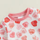 Coorally Toddlers Two-Piece Valentine'S Day Outfits Baby Boy Girl Long-Sleeve Crewneck Printed Sweatshirt And Pants Sets (Pink H