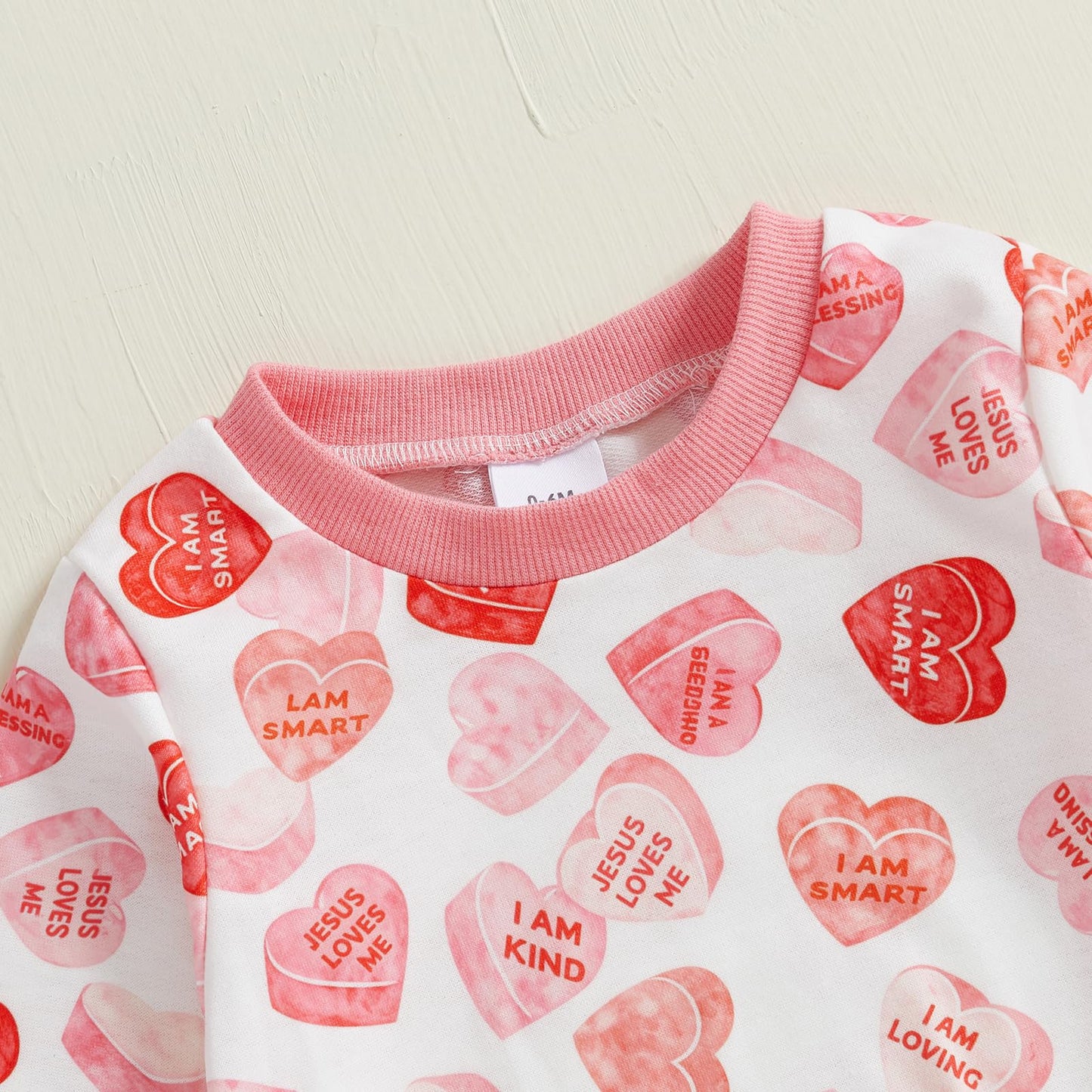 Coorally Toddlers Two-Piece Valentine'S Day Outfits Baby Boy Girl Long-Sleeve Crewneck Printed Sweatshirt And Pants Sets (Pink H