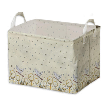 Magical Storage Basket Magical Wizard Laundry Clothes Basket Broomstick Owl Nursery Basket With Hard Bottom Square Baby Toys Sto