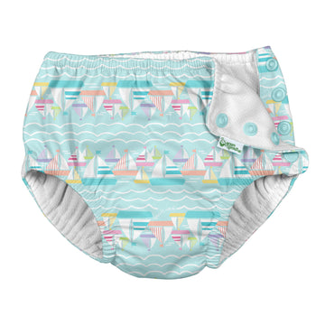 i Play Girls Reusable Absorbent Baby Swim Diapers Light Aqua Sailboats 6 Months