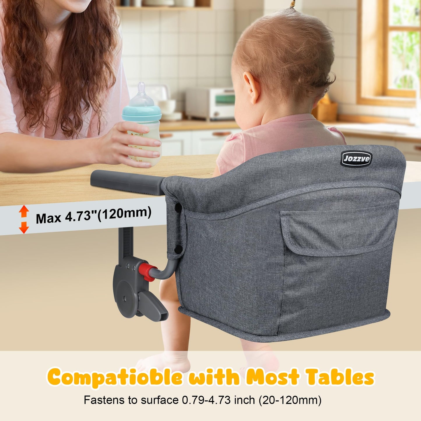 Hook On High Chair: Portable Fast Table Chair With Storage Bag, Clip On High Chairs For Babies And Toddlers, Foldable Baby Feedi