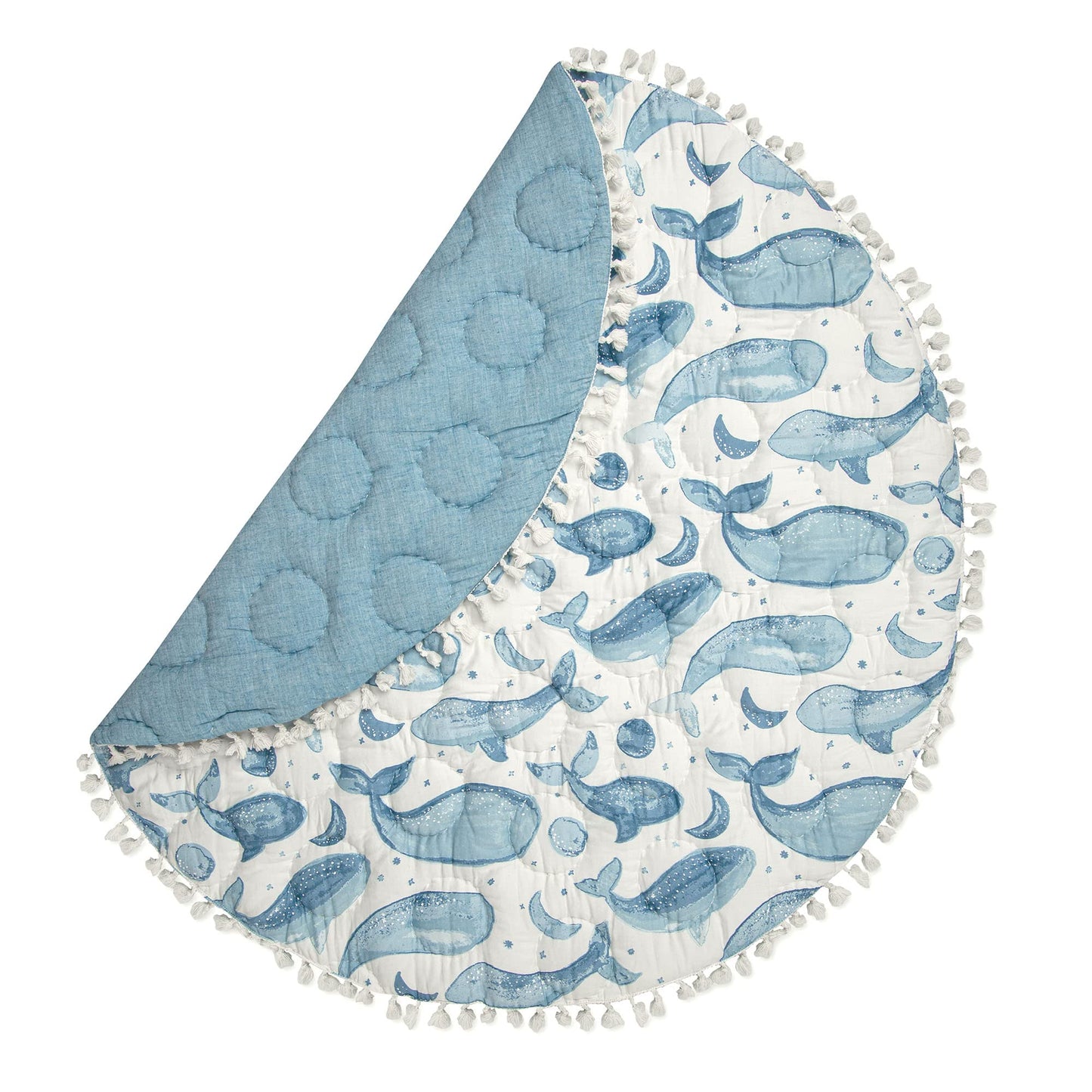 Crane Baby Activity Mat, Infant And Baby Quilted Playmat For Boys And Girls, Ocean Whale, 40       X 40