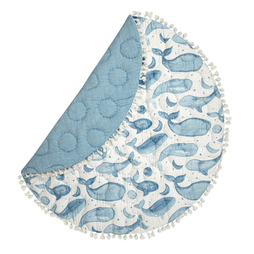 Crane Baby Activity Mat, Infant And Baby Quilted Playmat For Boys And Girls, Ocean Whale, 40       X 40