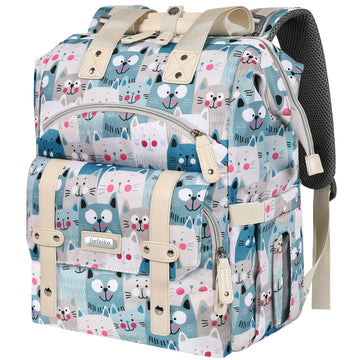 Jiefeike Diaper Bag Backpack,Baby Bags for Mom Dad Girls Boys,15.6inch Cat Dog Travel Baby Diaper Bags with Insulated Pockets RF