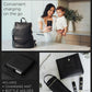 Mia + Sophia Leather Diaper Bag Backpack With Usb Charging Port, Changing Pad, Stroller Straps, And Bottle Holder (Black Mia)
