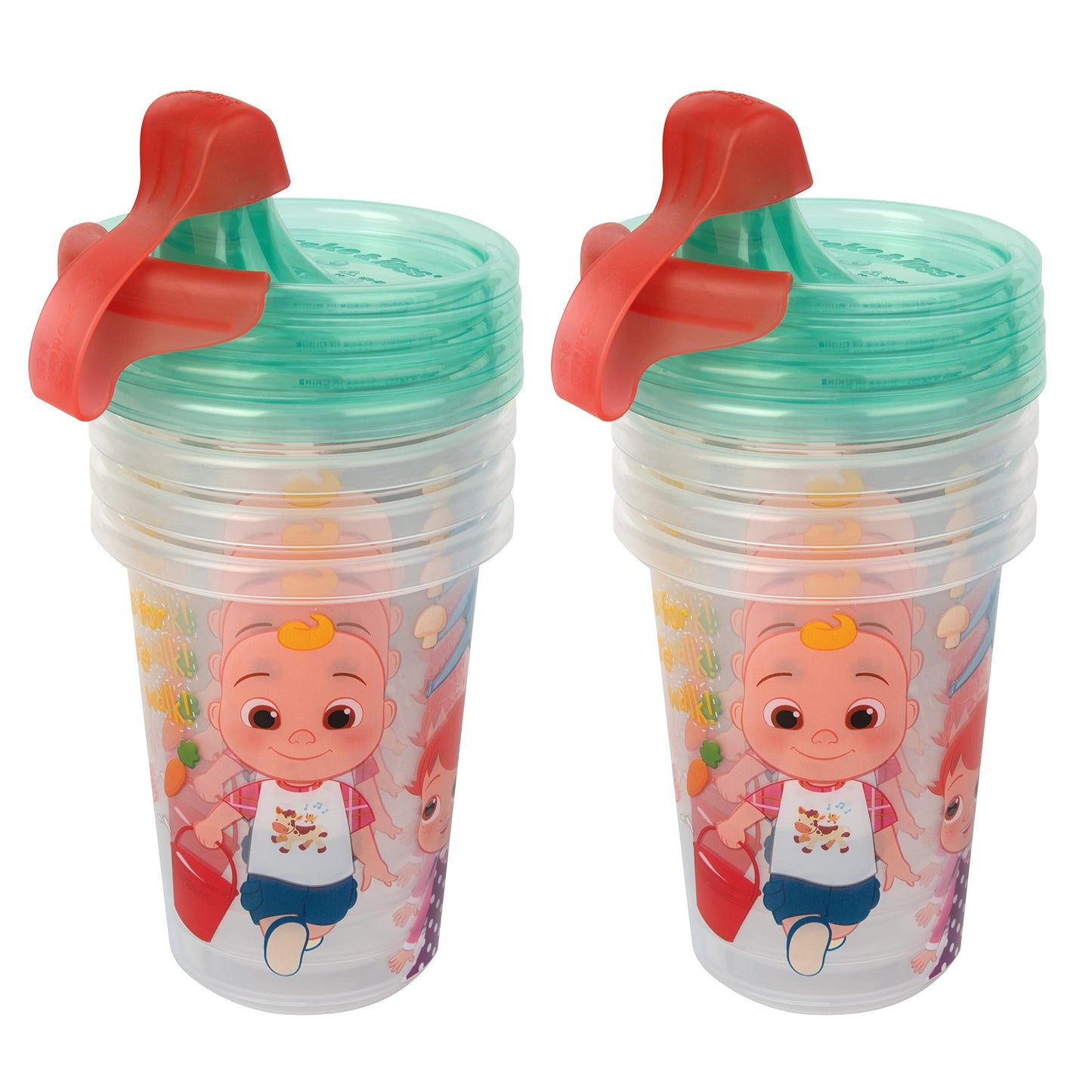 The First Years Cocomelon Take & Toss Toddler Sippy Cups - Spill Proof Toddler Sippy Cups with Snap On Lids and Travel Caps - Co