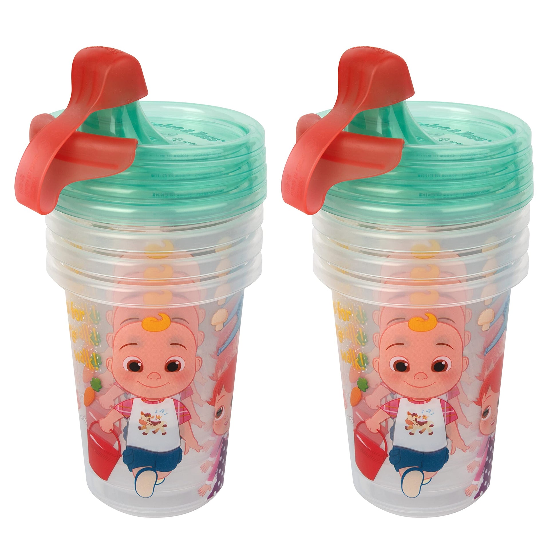 The First Years Cocomelon Take & Toss Toddler Sippy Cups - Spill Proof Toddler Sippy Cups with Snap On Lids and Travel Caps - Co
