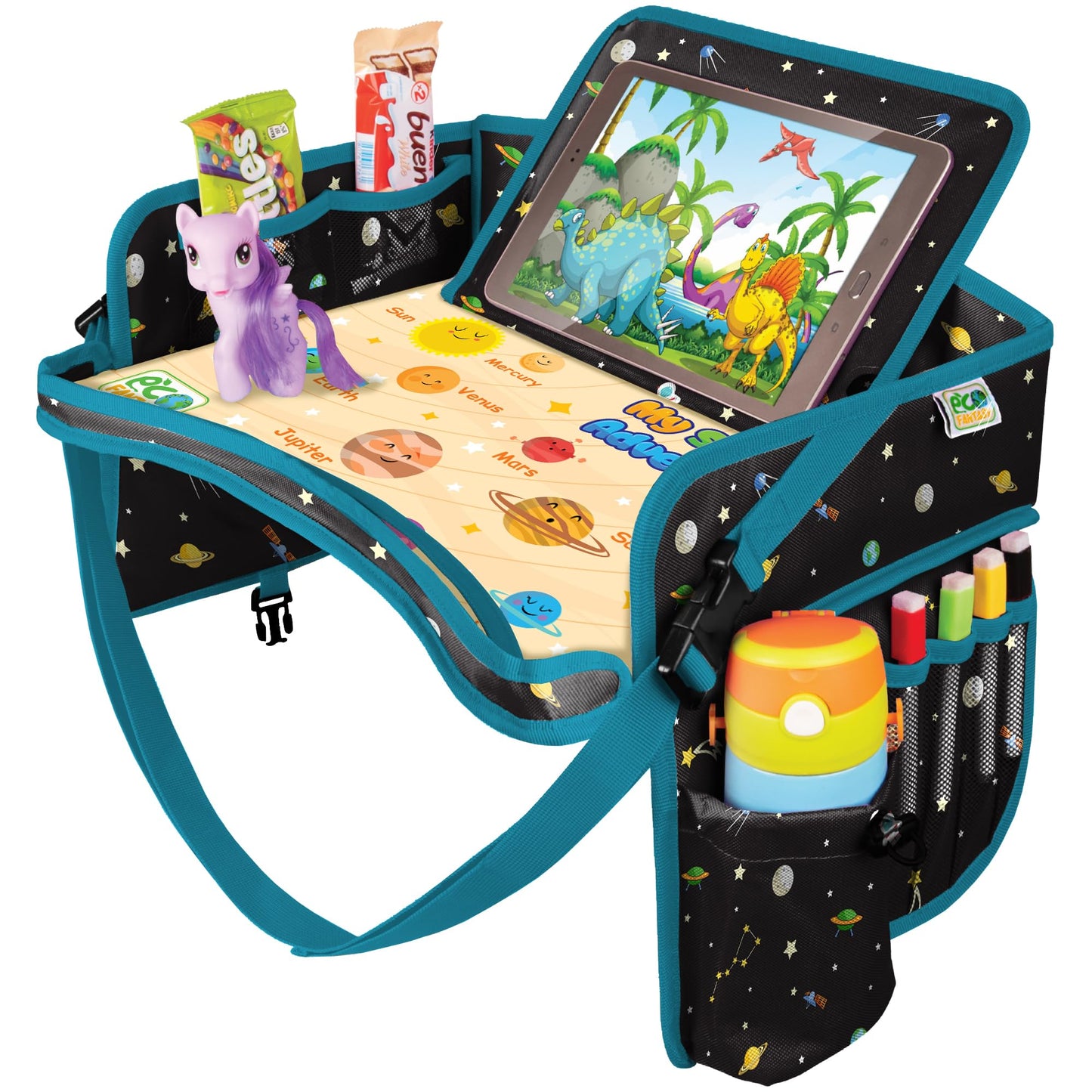 ECOFANTASY Car Seat Tray for Toddler - Waterproof Carseat Table Top - Kids Travel Tray - Travel and Road Trip Essentials Kids - 