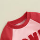 Lagkiyoj Toddler Baby Boy Girl Valentines Day Outfit Letter Embroidery Sweatshirt Top Pants Kids Infant Fall Winter Clothes (Pin