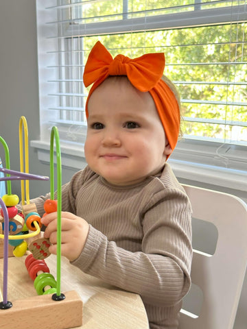 Babygiz Baby Girl Headbands-Infant,Toddler Cotton Handmade Hairbands With Bows Child Hair Accessories (Orange)