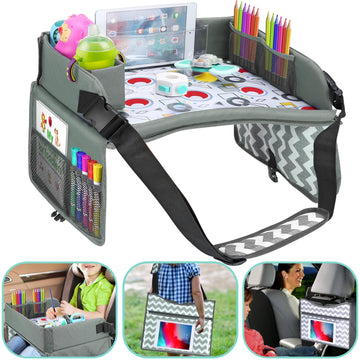 Kids Travel Tray - Car Seat Tray Or Table As Road Trip Essentials - Children Kids Lap Desk As Travel Accessories For Toddler Air