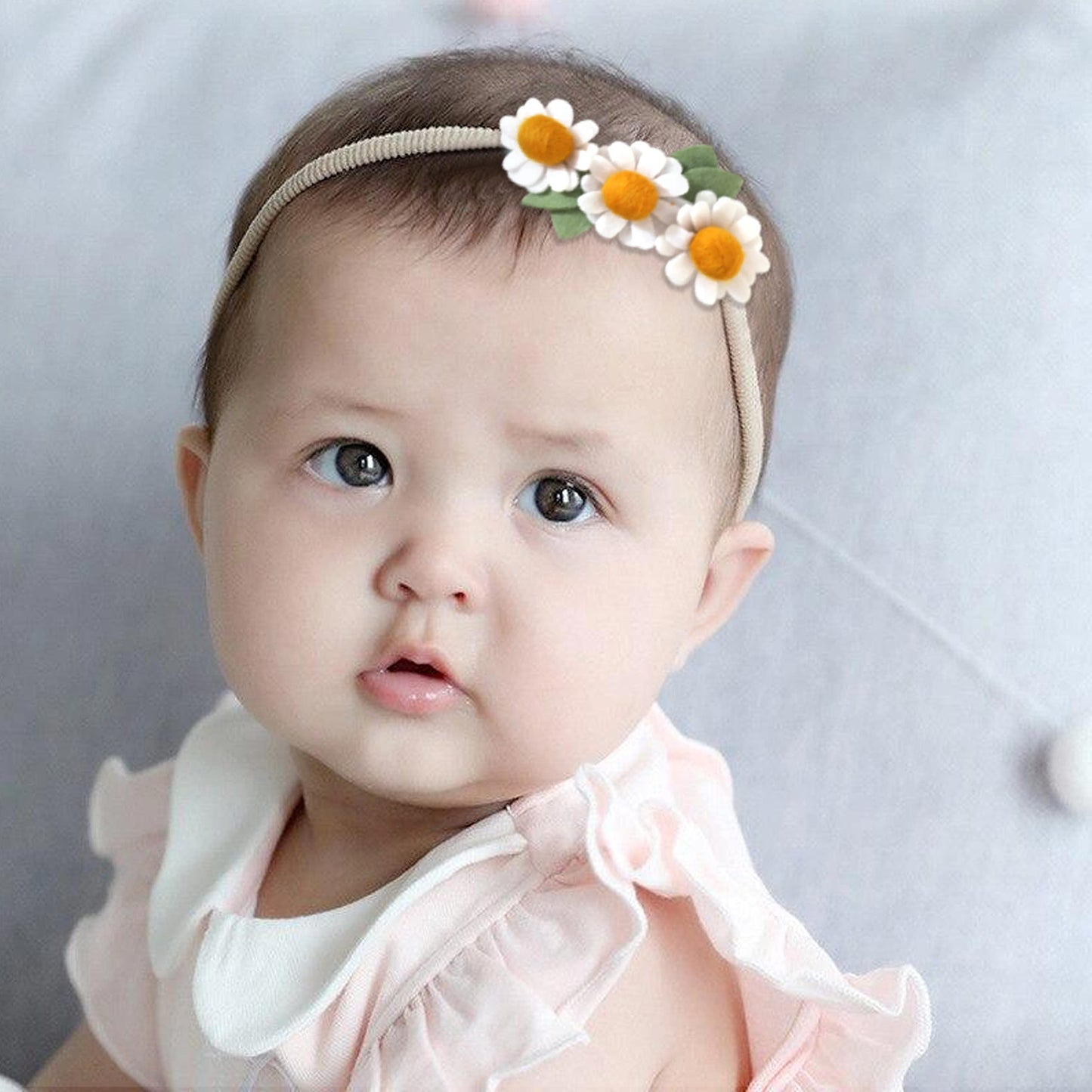 Felt Daisy Baby Headband- Two Groovy And Wild One Party Accessories, Woodland Baby Headbands, New Born Shooting Props, Half Birt