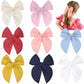 Deeka Large Fable Hair Bow 8 Pcs Linen Cotton Hair Bows For Toddlers Girls Handmade Neutral Floral Bow Hair Accessories For Litt