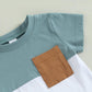 Fhutpw Baby Toddler Boy Clothes Summer Outfits 6 12 18 24 Months Patchwork Short Sleeve T Shirt & Shorts Sets With Pockets
