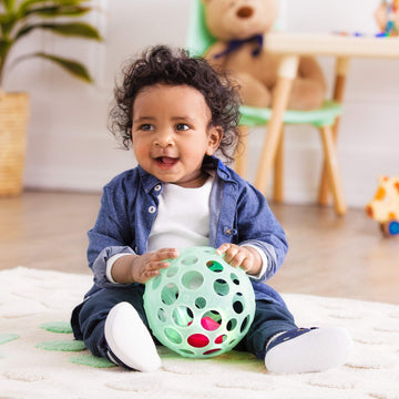 B. toys- B. baby- Sensory LightUp Baby Rattle- Textured Ball with Holes - Glowing Lights & Rattle - Infants, Babies - Grab n Glo